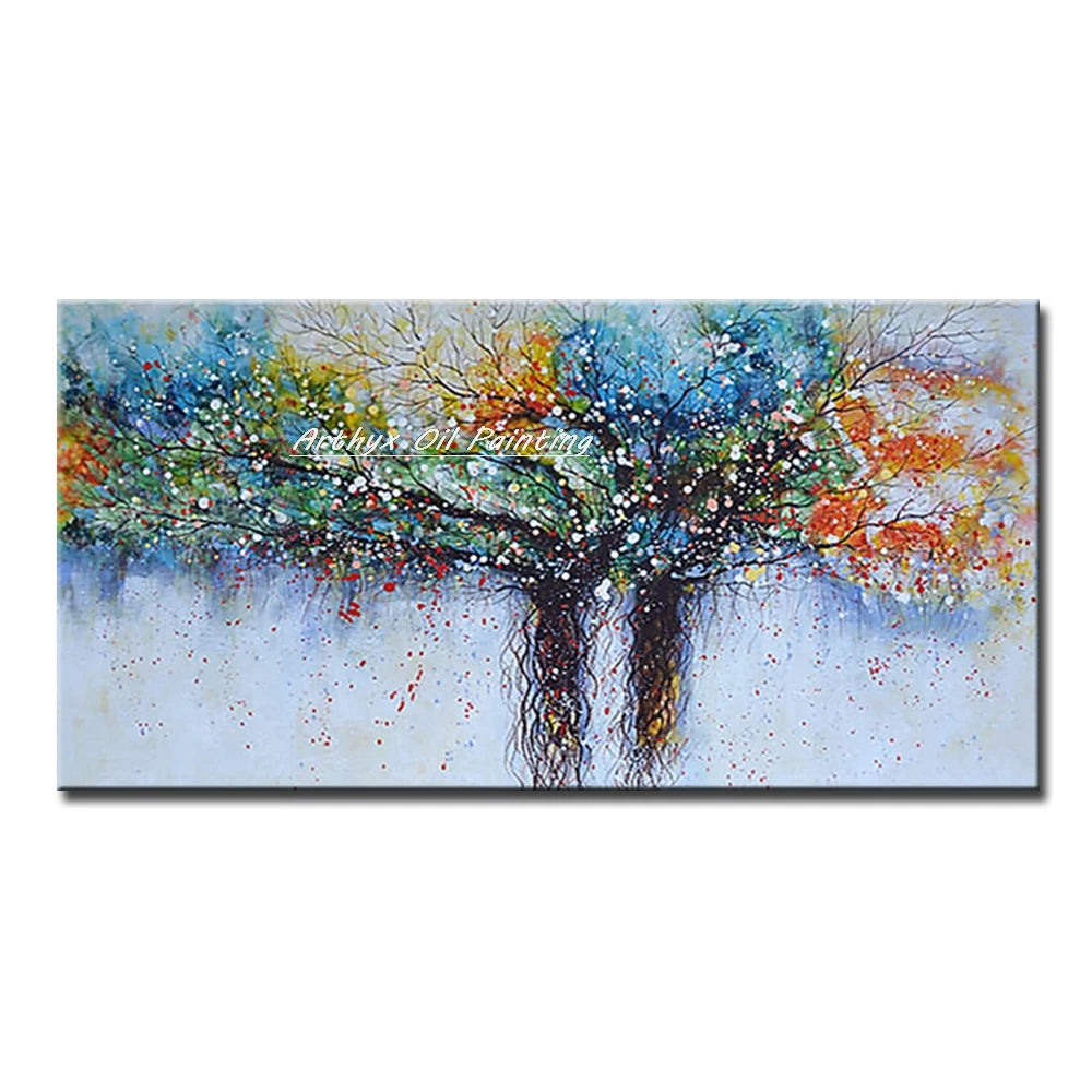 Large Abstract Tree Oil Painting on Canvas