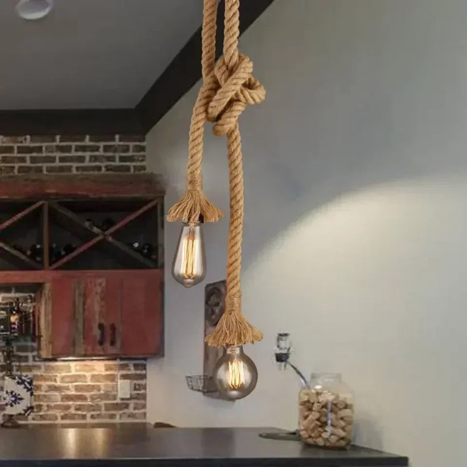 Handwoven Hemp Rope Pendant Light – E27 Hanging Lamp