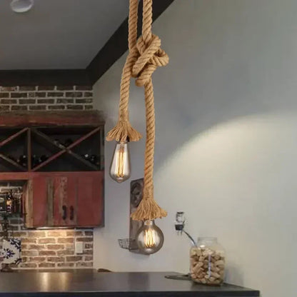 Handwoven Hemp Rope Pendant Light – E27 Hanging Lamp