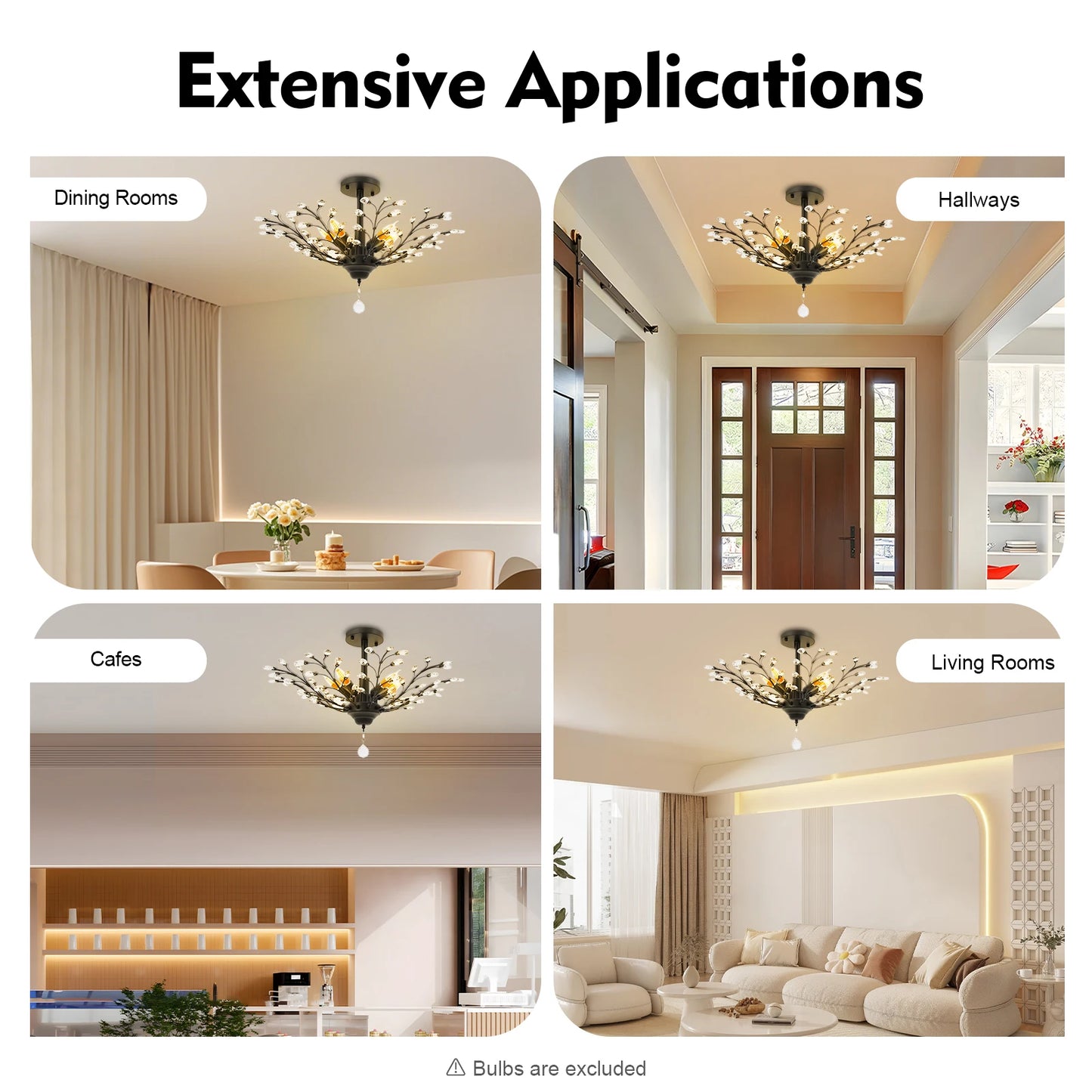 Black Crystal Branch Ceiling Light