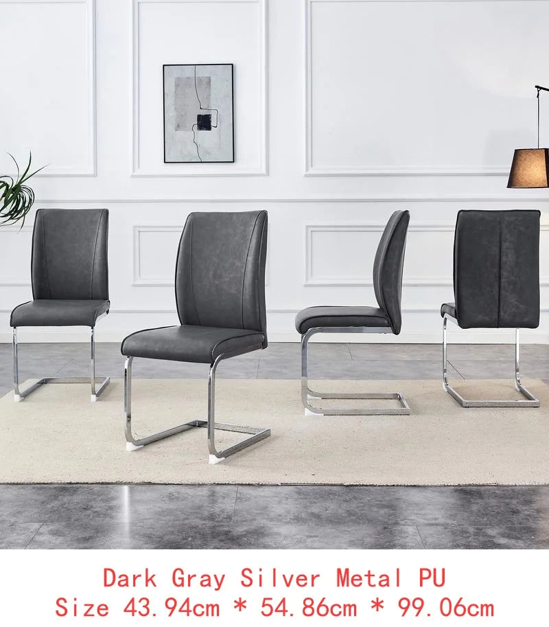 Set of 6 Black PU Dining Chairs with Gold Legs