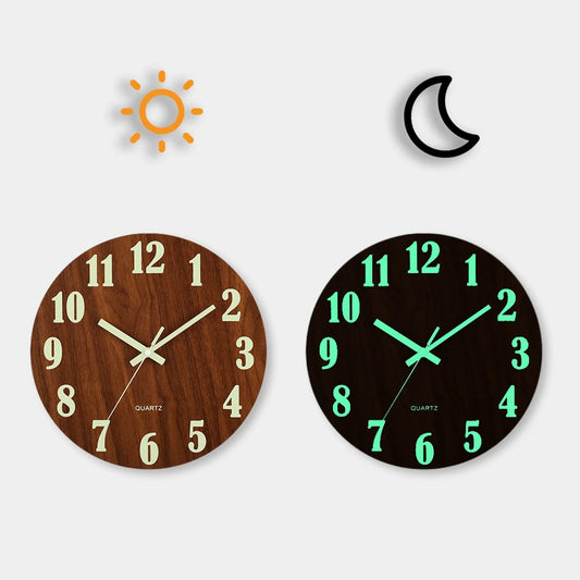 12" Luminous Wooden Wall Clock