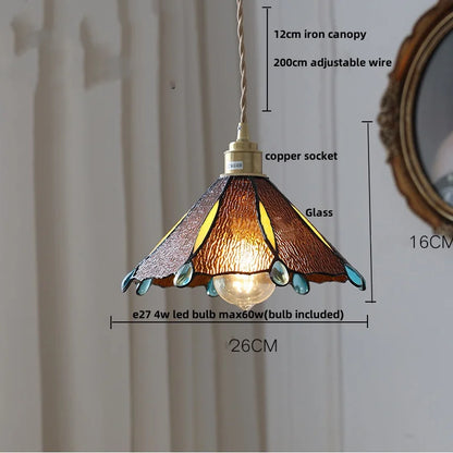 Walnut Wood LED Pendant Light with Glass Shade