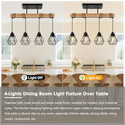 Farmhouse Wood Kitchen Island Lighting 23.6''