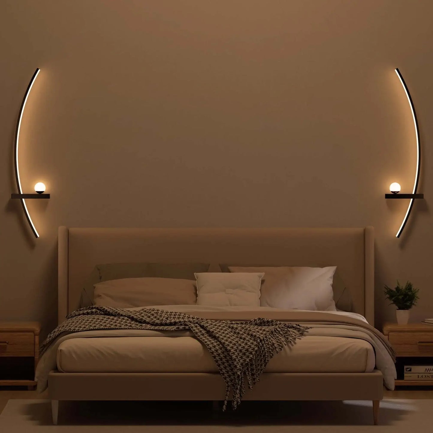 2-Pack Adjustable LED Wall Sconces – Modern Arched Bedside Lamps
