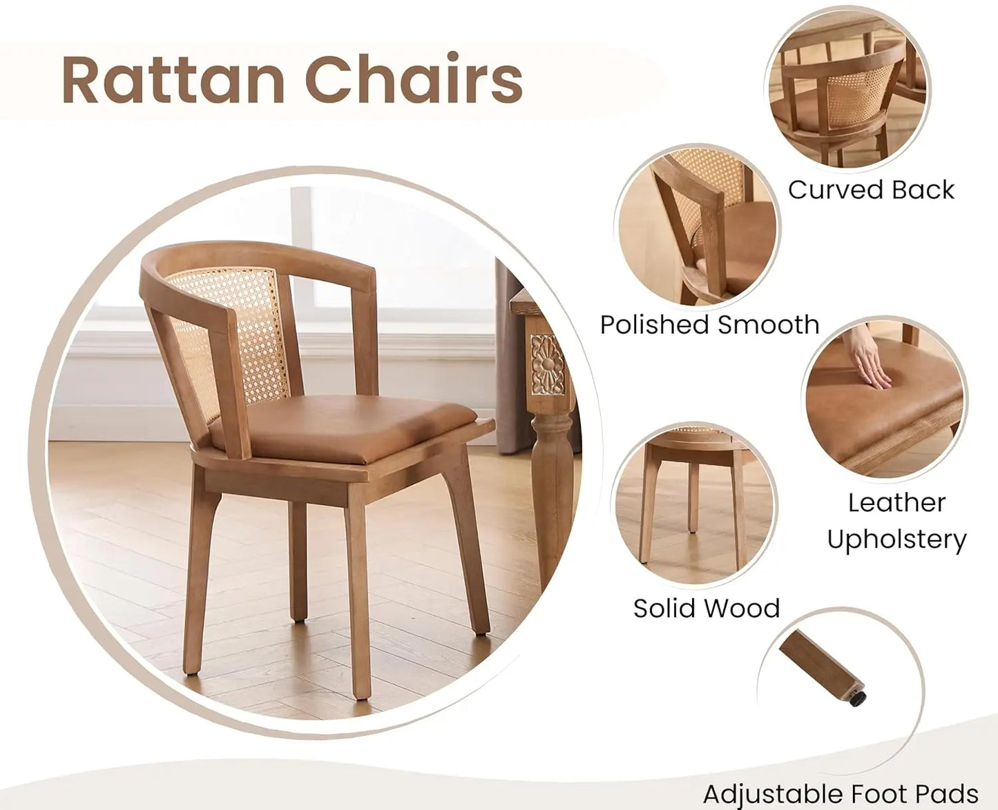 Rattan Mid-Century Dining Chairs (Set of 2)