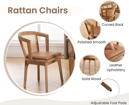 Rattan Mid-Century Dining Chairs (Set of 2)