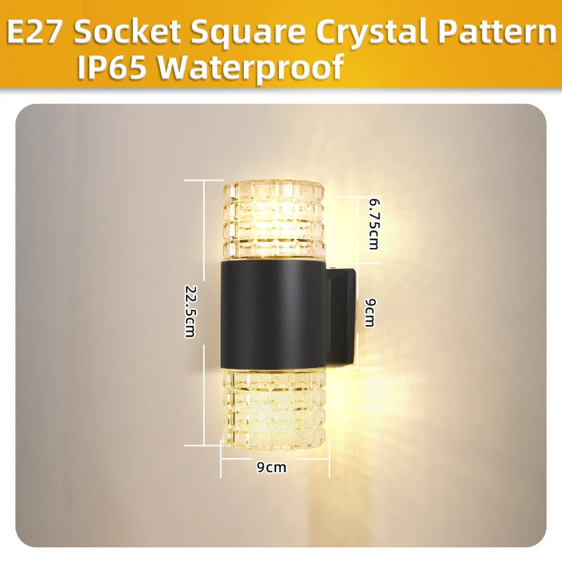 Modern Outdoor Waterproof Square Wall Lamp (E27)