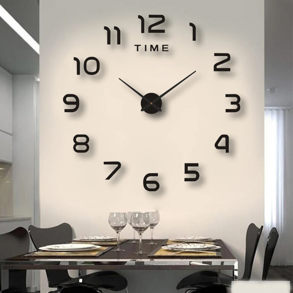Large 3D DIY Mirror Wall Clock