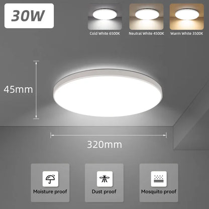Ultra-Thin LED Ceiling Lamp – Waterproof