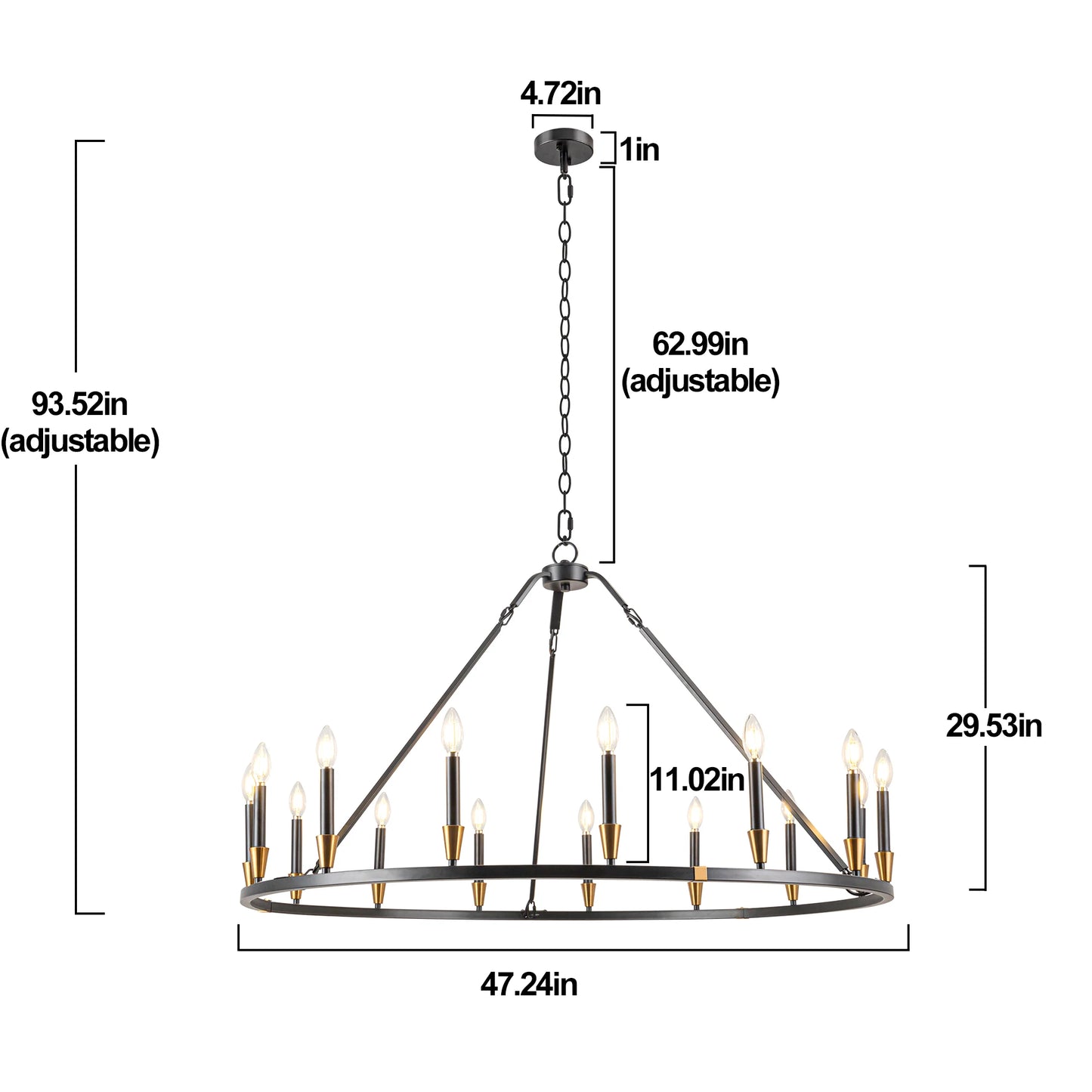 15-Light Wagon Wheel Chandelier – Farmhouse Dining & Foyer Light