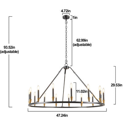 15-Light Wagon Wheel Chandelier – Farmhouse Dining & Foyer Light
