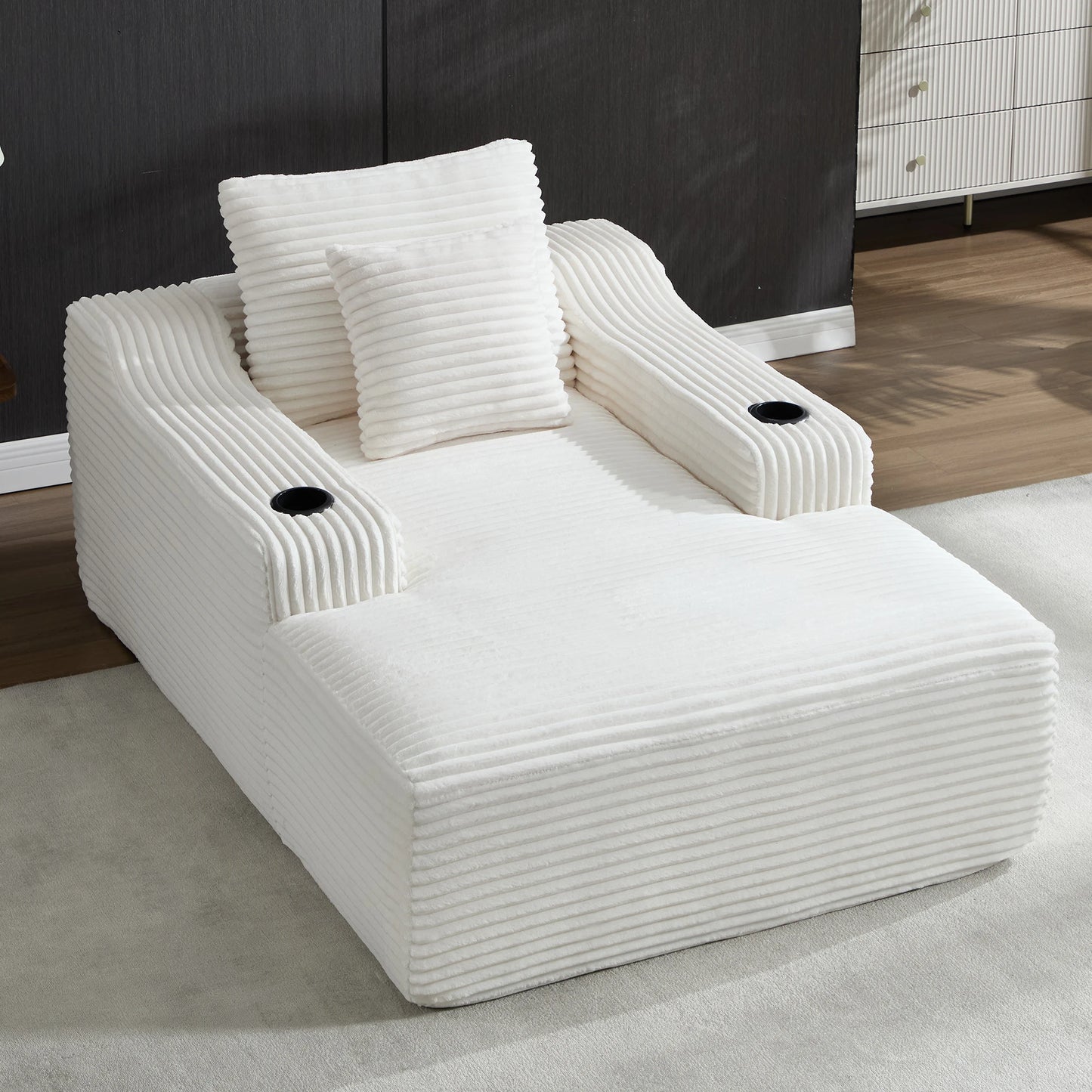 67" Corduroy Indoor Chaise Lounge Chair