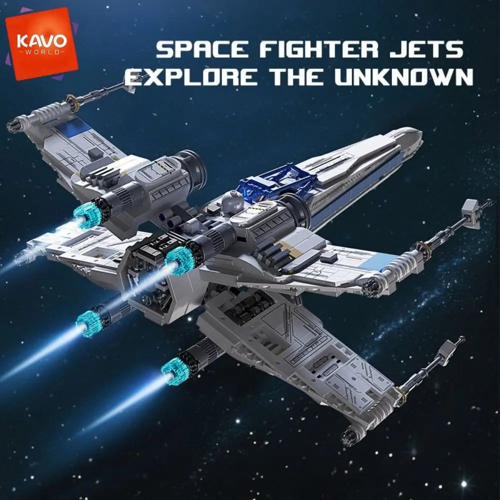 KAVOWORLD 1271pcs X-Wing Space Fighter Building Blocks Set with LED Lights