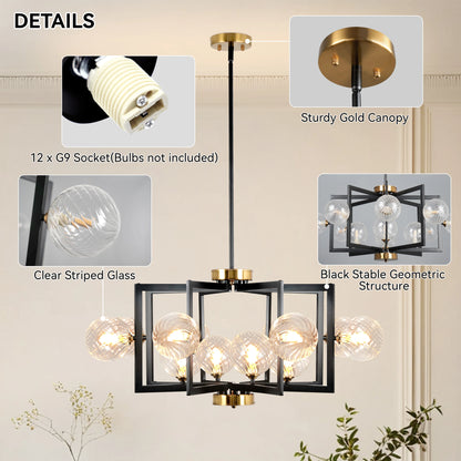 Dimmable Bubble Chandelier Black Glass