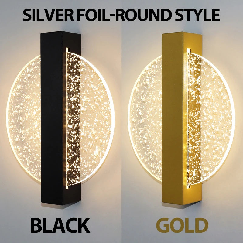 Luxury Acrylic Gold Foil LED Wall Sconce – 10W