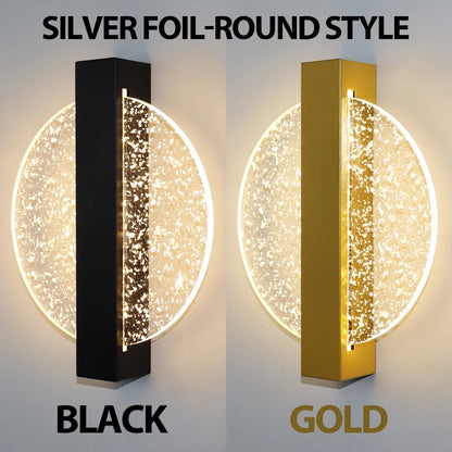 Luxury Acrylic Gold Foil LED Wall Sconce – 10W