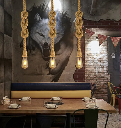 Retro Industrial Rope Pendant Light