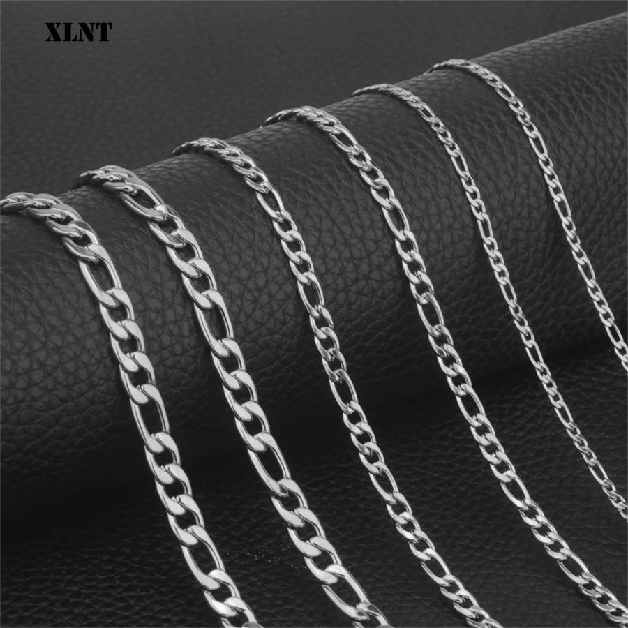 Silver Stainless Steel Figaro Chain for Men
