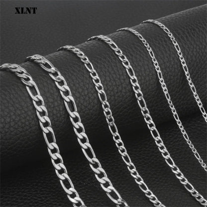 Silver Stainless Steel Figaro Chain for Men