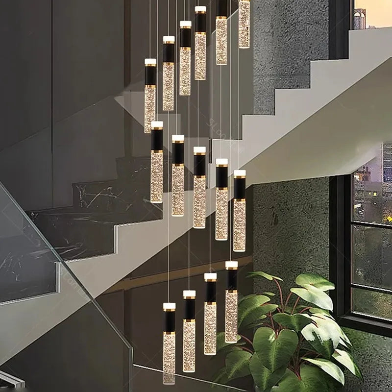 Modern home decoration crystal chandelier, stair Pendant lamp,