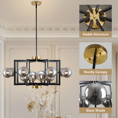 Modern Bubble Chandelier Black Glass Globe Decer
