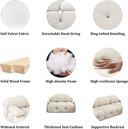Modern Velvet Sectional Sofa-104/Inch
