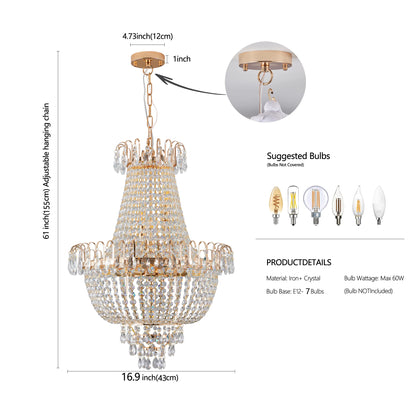 Luxury Gold K9 Crystal Chandelier – Elegant Dazzling Ceiling Light for Living Room & Dining Room