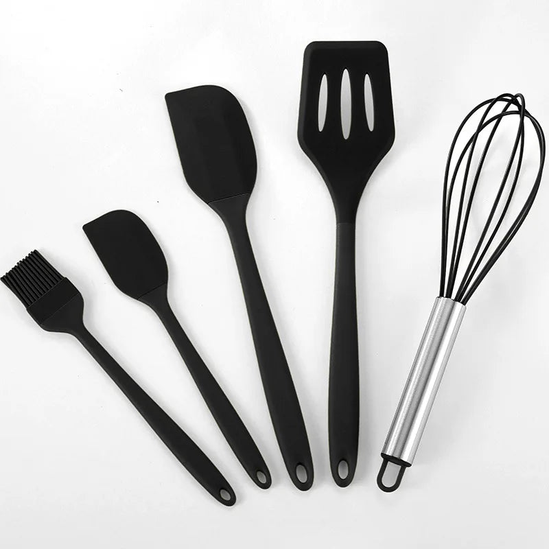 Silicone Kitchen Utensils Set Wooden Handle