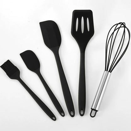 Silicone Kitchen Utensils Set Wooden Handle