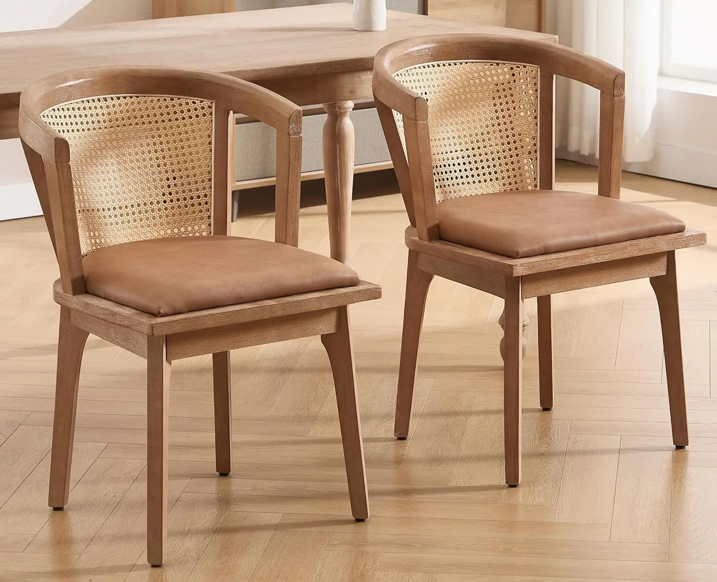 Rattan Mid-Century Dining Chairs (Set of 2)