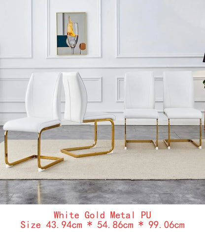 Set of 6 Black PU Dining Chairs with Gold Legs
