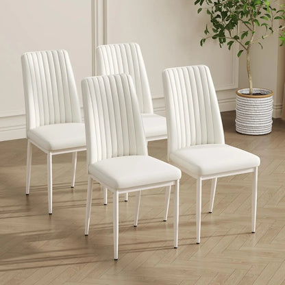 Set of 4 Brown Suede Dining Chairs with Metal Legs
