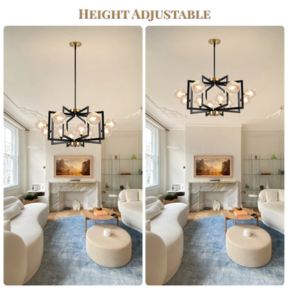 Dimmable Bubble Chandelier Black Glass