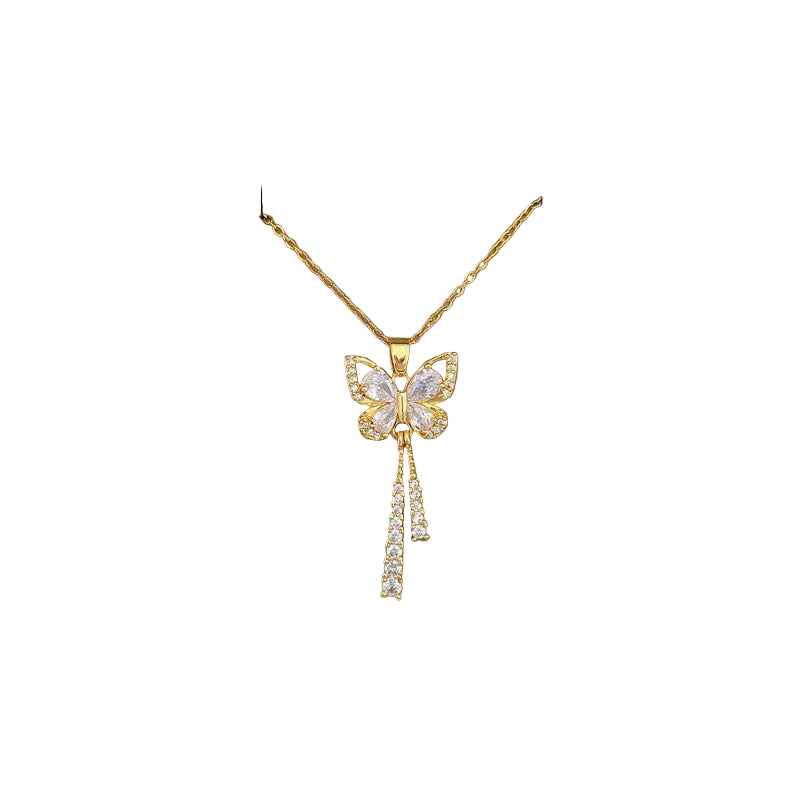 Micro Inlaid Zircon Butterfly Necklace
