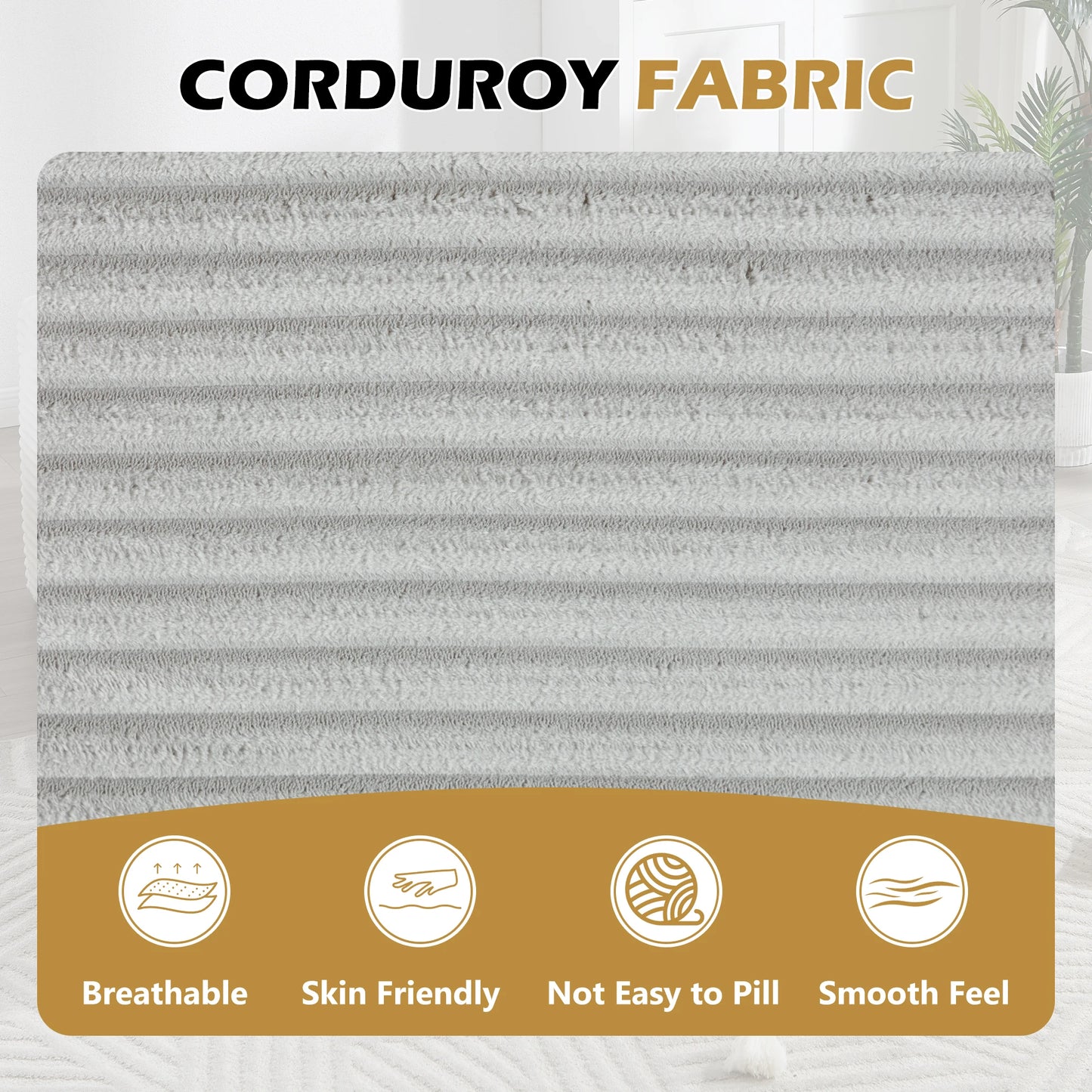 67" Corduroy Indoor Chaise Lounge Chair