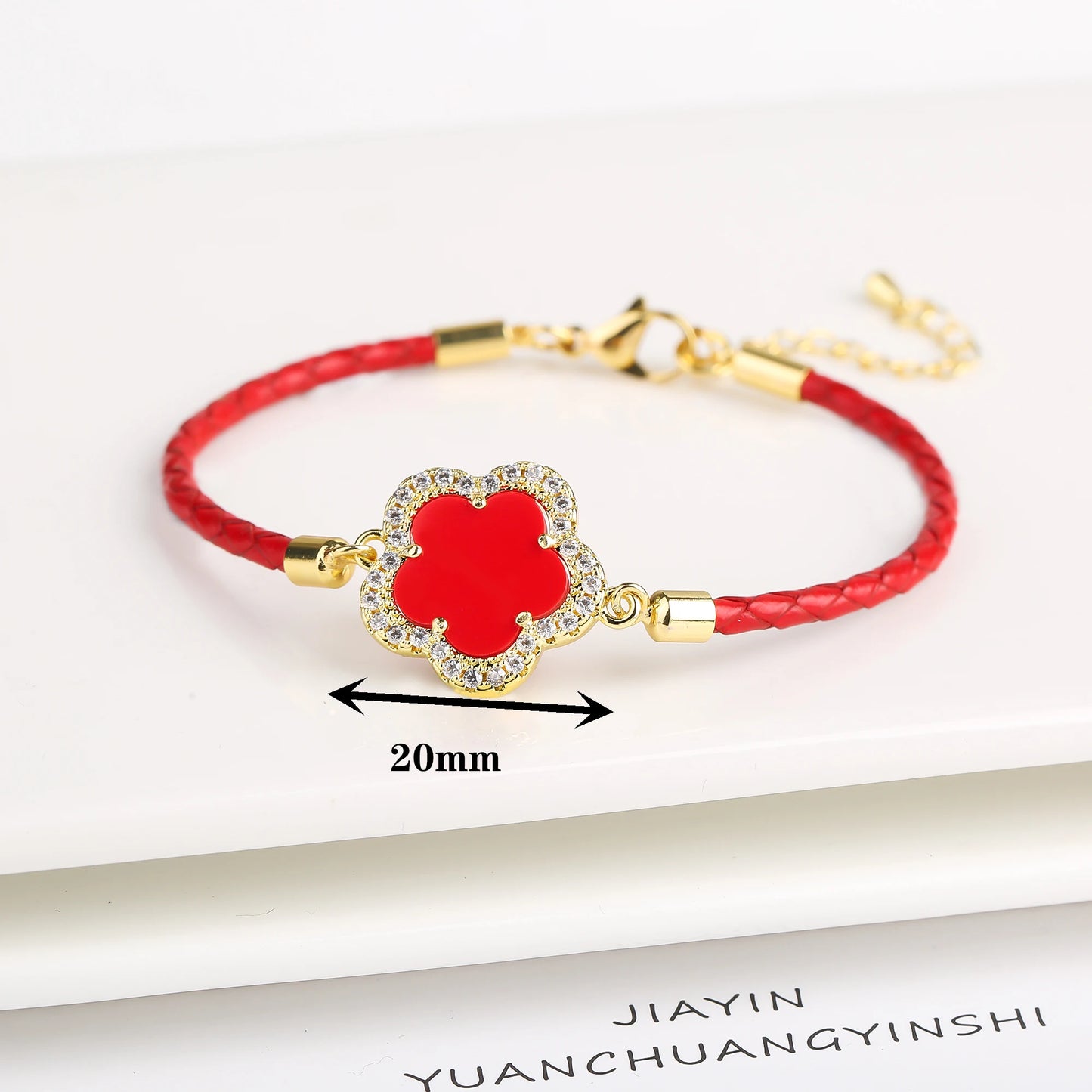 Leather Woven Flower Charm Bracelet