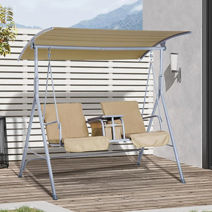 2-Person Outdoor Porch Swing with Canopy