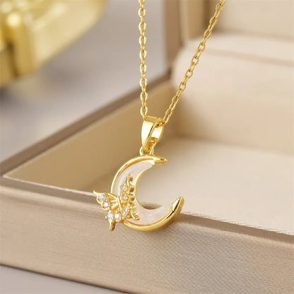 Micro Inlaid Zircon Butterfly Necklace