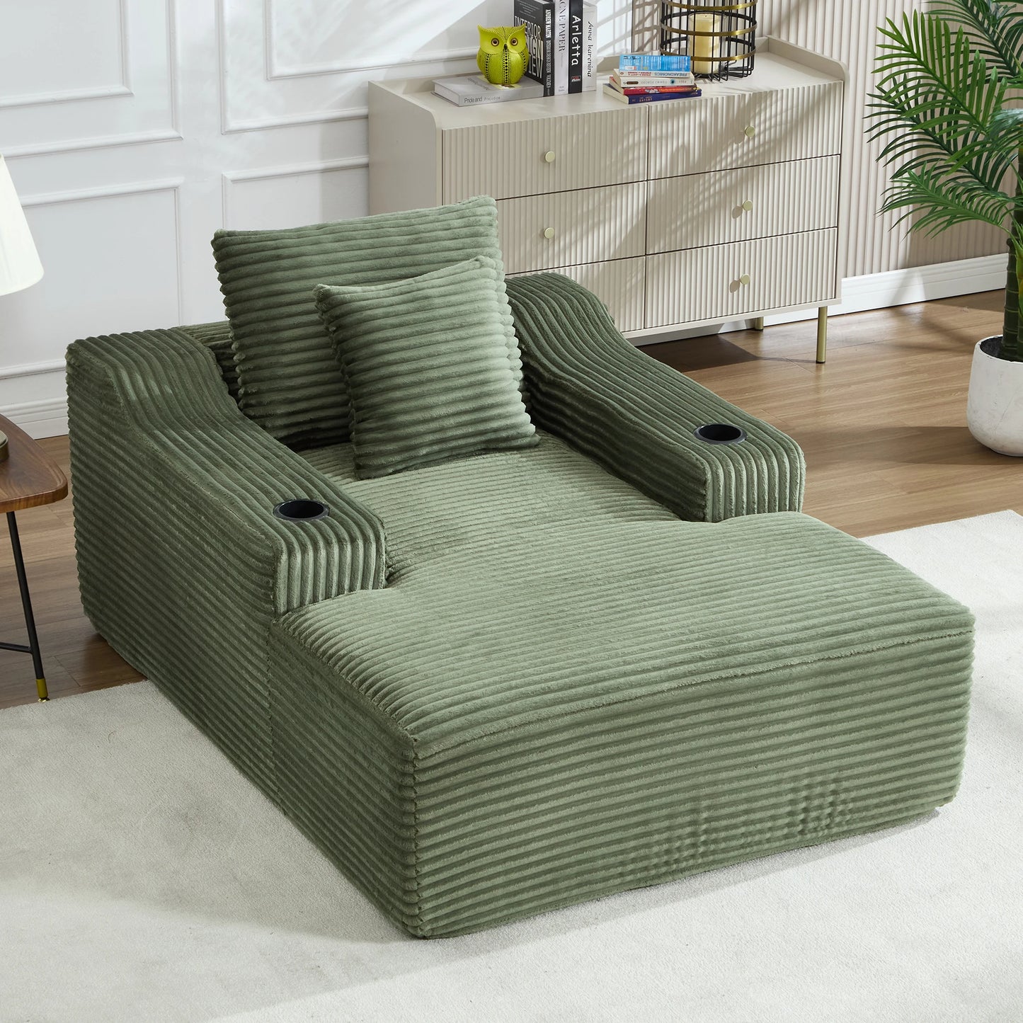 67" Corduroy Indoor Chaise Lounge Chair