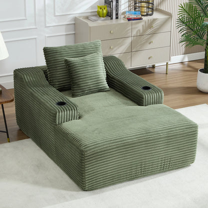 67" Corduroy Indoor Chaise Lounge Chair