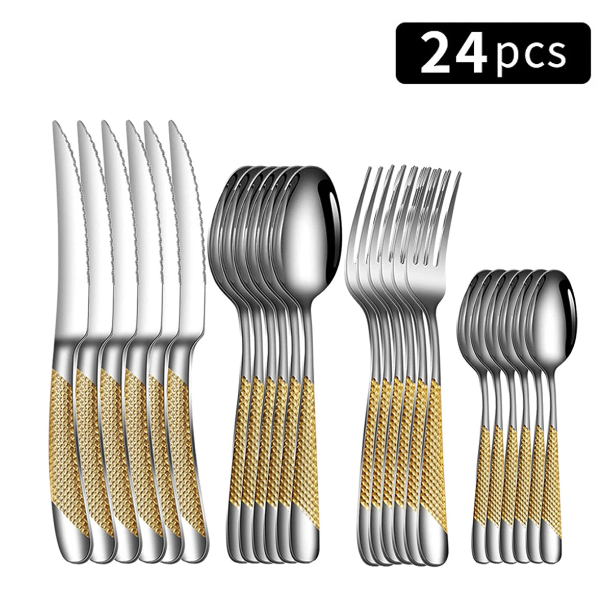 24 PCS Stainless Steel Knife & Fork Set