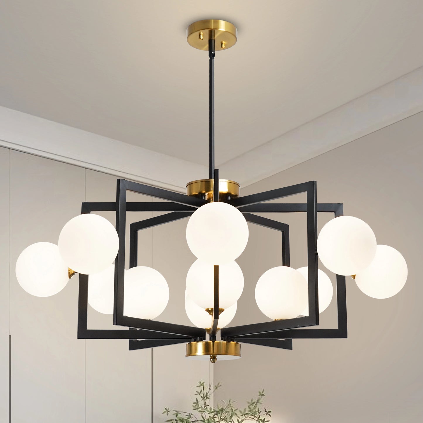 Modern Bubble Chandelier Black Glass Globe Decer