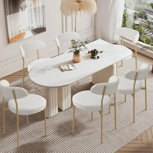 Modern Teddy Dining Chairs with Gold Legs (Set of 6)