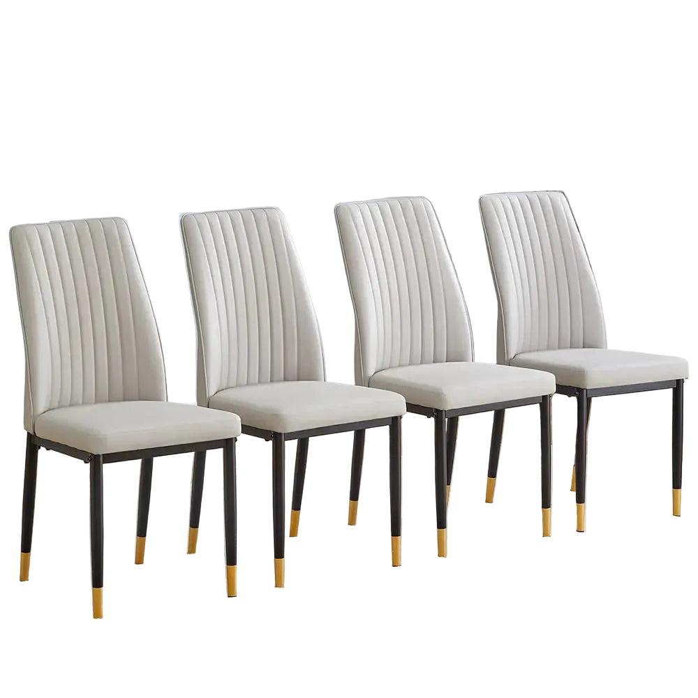 Set of 4 Brown Suede Dining Chairs with Metal Legs