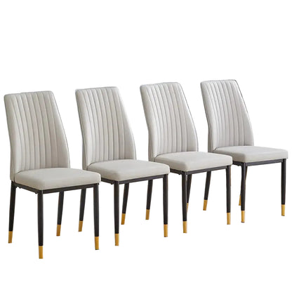Set of 4 Brown Suede Dining Chairs with Metal Legs