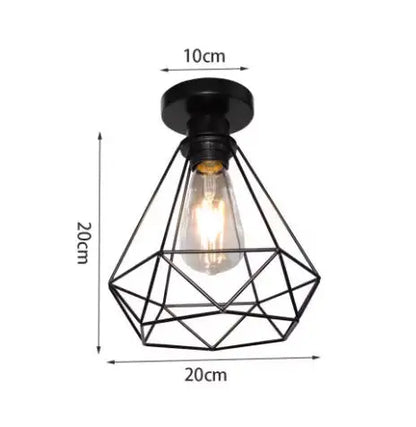 Vintage Wrought Iron Frame Pendant Light – Industrial Ceiling Chandelier for Restaurant & Home