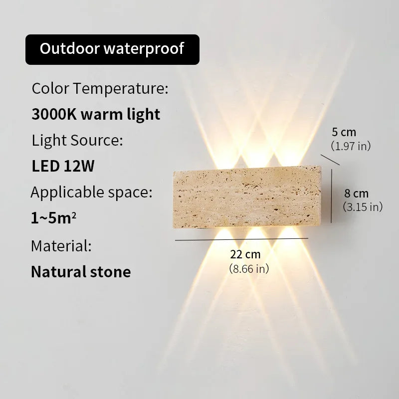 Wabi-Sabi LED Stone Wall Lamp – Waterproof Indoor & Outdoor Sconce