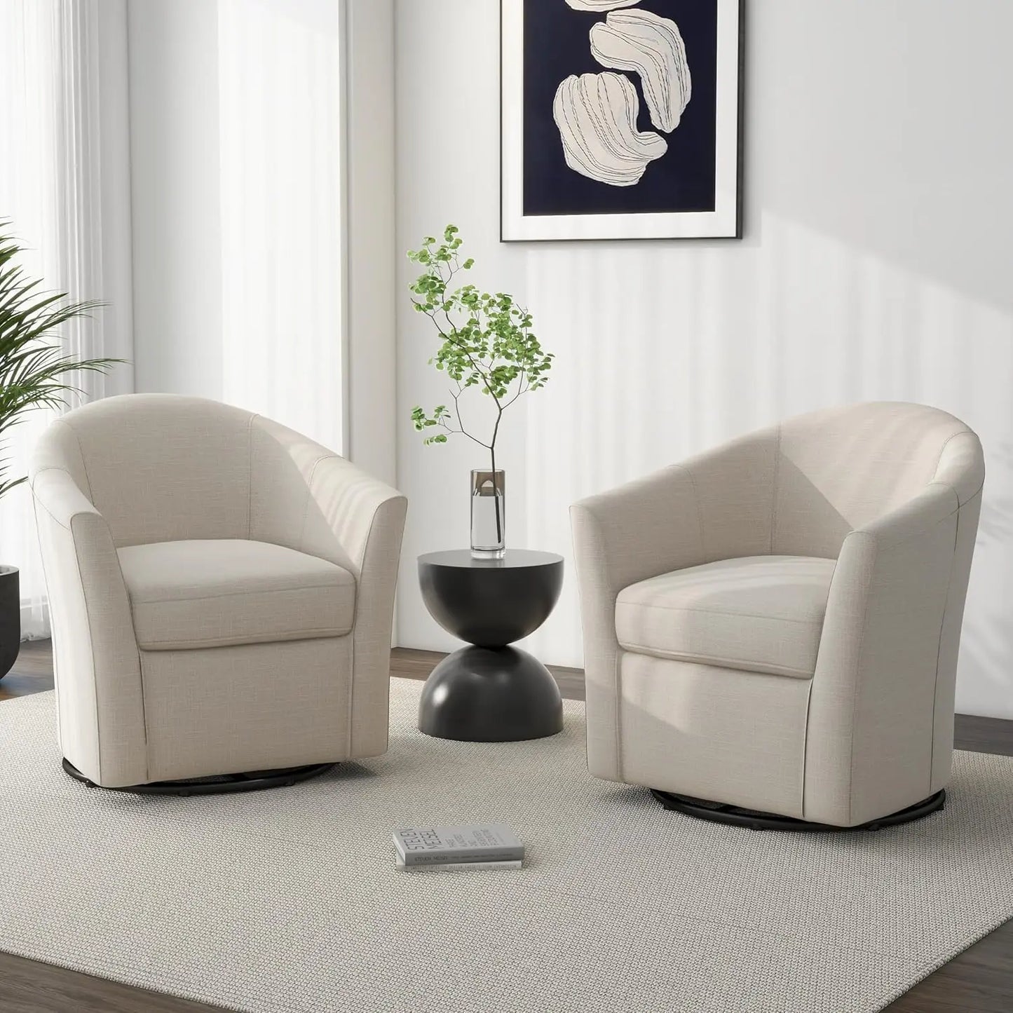 Modern Swivel Barrel Accent Chair Set of 2