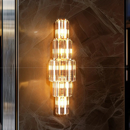 LUVODI 3-Layer Crystal Wall Sconce – E14 LED